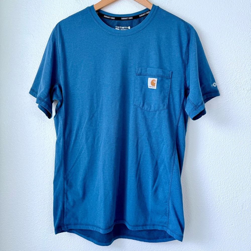 Carhartt Force Relaxed Fit Heather Blue Pocket Tee Men’s Size Medium